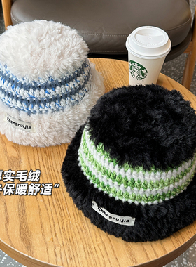 胡茬叔叔冬季氛围感加绒保暖帽子