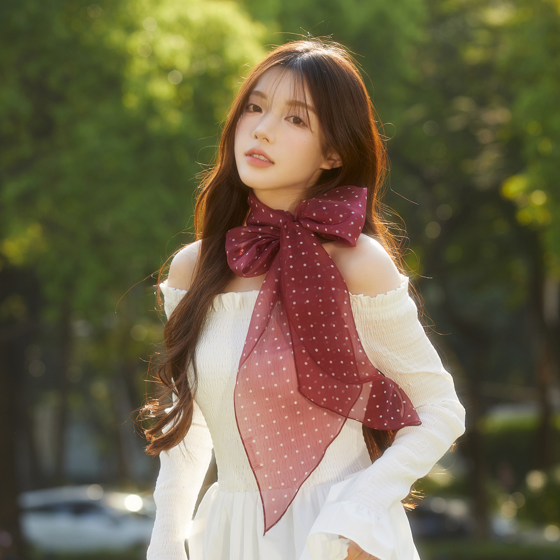 高级感气质波点丝巾秋天法式复古优雅系脖领巾韩系百搭发带飘带女