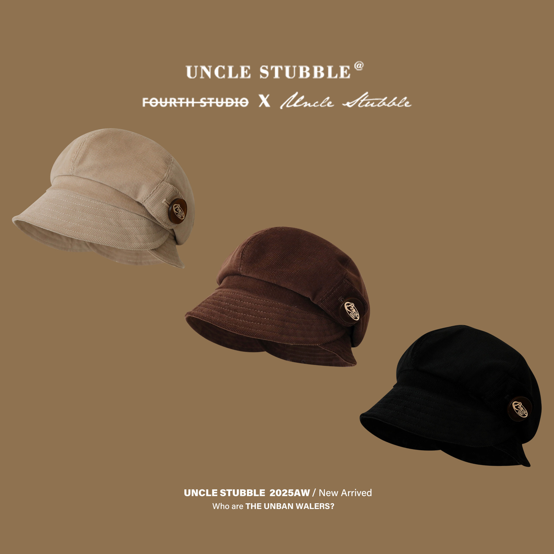 2025秋冬日系渔夫帽咖啡色灯芯绒复古气质报童帽小众高级感盆帽女,淘宝优惠券,粉丝福利购,淘宝优惠卷