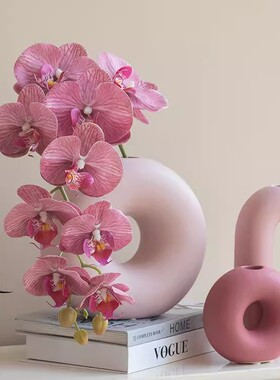 高级轻奢蝴蝶兰仿真花餐桌客厅假花摆设单支插花桌面花艺装饰摆件