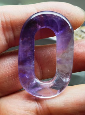 天然紫黄水晶原石跑环挂环吊扣服饰挂件重8.1克