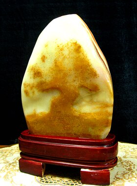阿富汗玉发财树中式桌面摆件