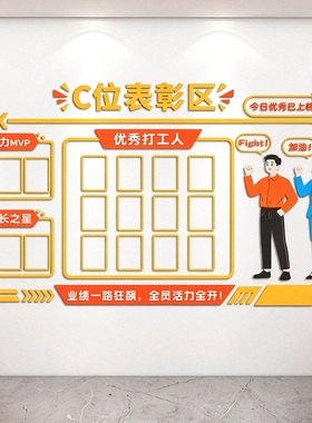 企业办公室月度荣誉榜表彰区墙贴