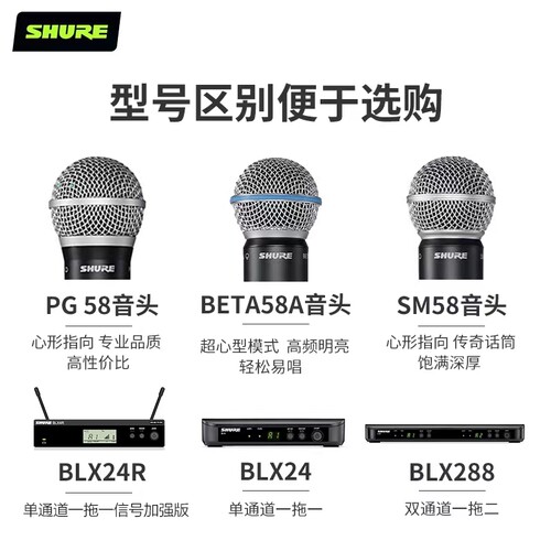 Shure/舒尔BLX288/BETA58 SM58 PG58无线手持麦克风直播正品话筒 - 图2