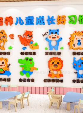 好习惯养成幼儿园托管班文化墙贴