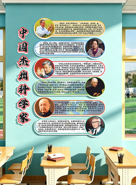 中国各领域杰出榜样墙贴教室立体