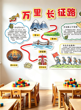 万里长征路国庆爱国文化墙贴立体