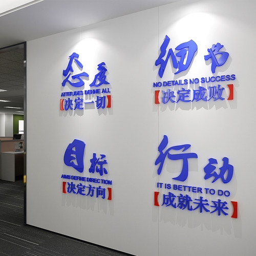 公司企业文化墙亚克力3D立体墙贴励志标语办公室会议室背景墙装饰 - 图1