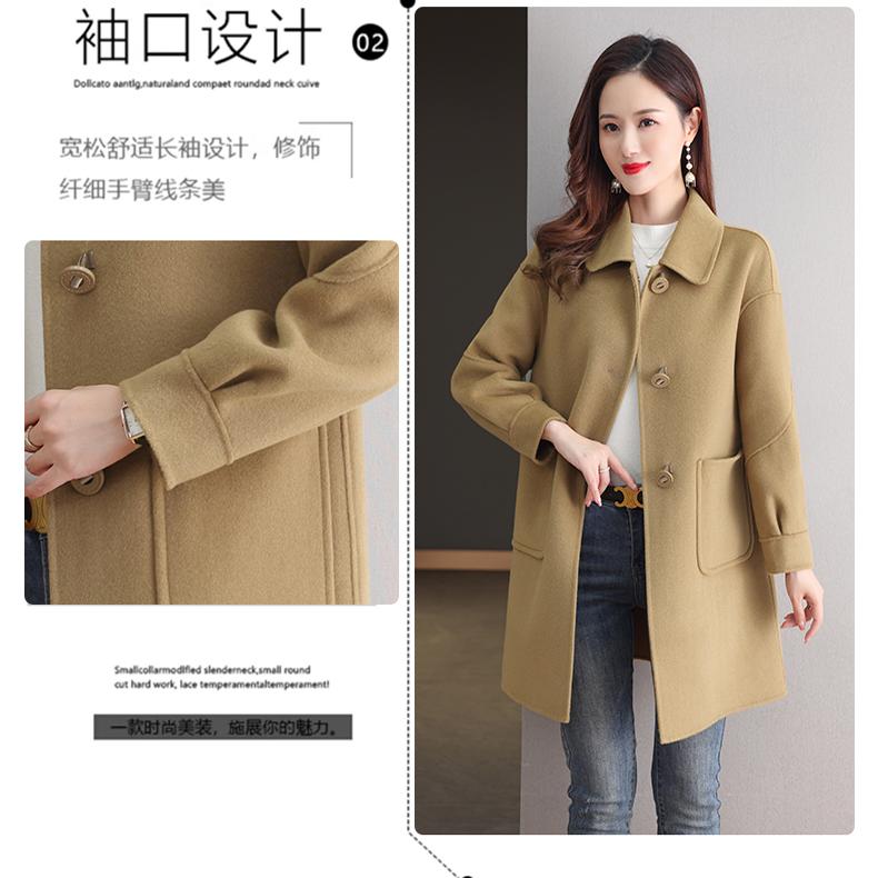 红色韩版高级感双面羊绒大衣女2025新款中长款高端秋冬羊毛呢外套 - 图1