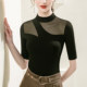 ເສື້ອຢືດ Mesh Mesh Patchwork ຄົນອັບເດດ: Chic ຂອງແມ່ຍິງດູໃບໄມ້ລົ່ນກາງແຂນ