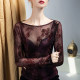 ບາງໆ sexy inner lace mesh bottoming shirt ສໍາລັບແມ່ຍິງໃນດູໃບໄມ້ລົ່ນ