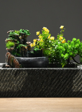 创意中式循环石头流水喷泉招财石槽假山观赏水槽家居摆件开业礼品