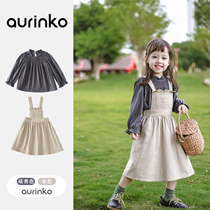 Girl Autumn Dress With Pleat Braces Skirt Woman Baby Trendy Ocean Air Fall Dresses Little Girl Autumn Clothes Children