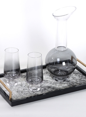 样板间软装饰品天然马毛托盘客厅茶几收纳盘