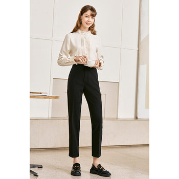 betu Baitu High Waist Suit Casual Pants Women's Slim Straight Nine-Point Pens Pants 2023 Winter New Style