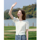 Betu white French thin sweater women's short-sleeved 2025 summer new chic puff sleeve sweater