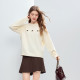 Betu Baitu temperament bow jacquard round neck sweater for women 2025 winter new lazy style sweater