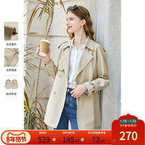 beu 100 pictured womens dress 2023 Autumn loaded with new small sub-high-sense double-row button with long wind coat jacket