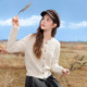 Betu Baitu French Color Dot Knitted Cardigan Women's 2026 Spring New Thin Butterfly Button Sweater Jacket