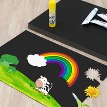 Right-hand Stationery Black Cardboard a4 Hard Cardboard Student a3 Large Zhang Elementary School Students Fine Art Black Cardboard Hand-painted Cover Seal Leather Paper Painting Thickened Handmade Phoenix Xinhua Bookstore Flagship Store