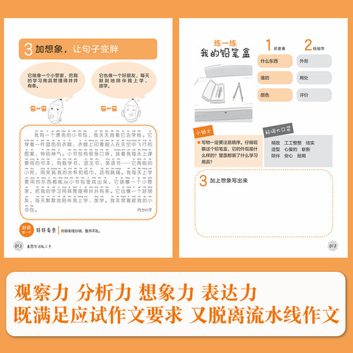 1年级看图写话就三步从20字到200字 21天训练手册 全2册 小学一年级作文辅导看图说话写话写作入门 训练手册 - 图1