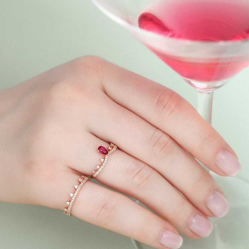 千叶珠宝18k金红宝石色彩迷人戒指 千叶珠宝手饰