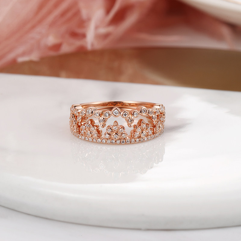 dada18k金钻石公主冠叠戴千叶珠宝 千叶珠宝手饰