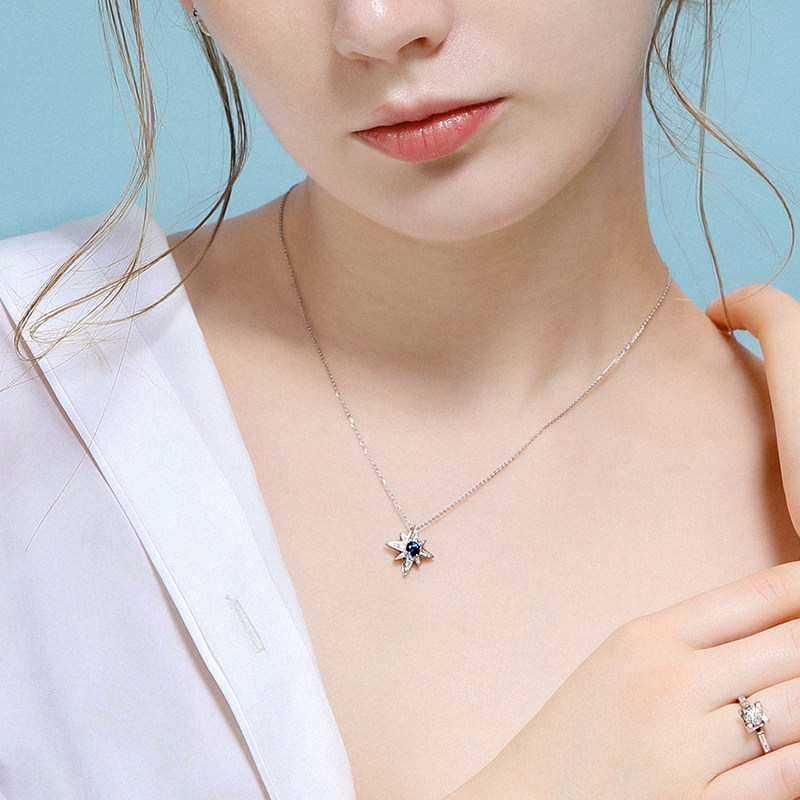 形象千叶珠宝白色18k金礼物女吊坠 千叶珠宝颈饰