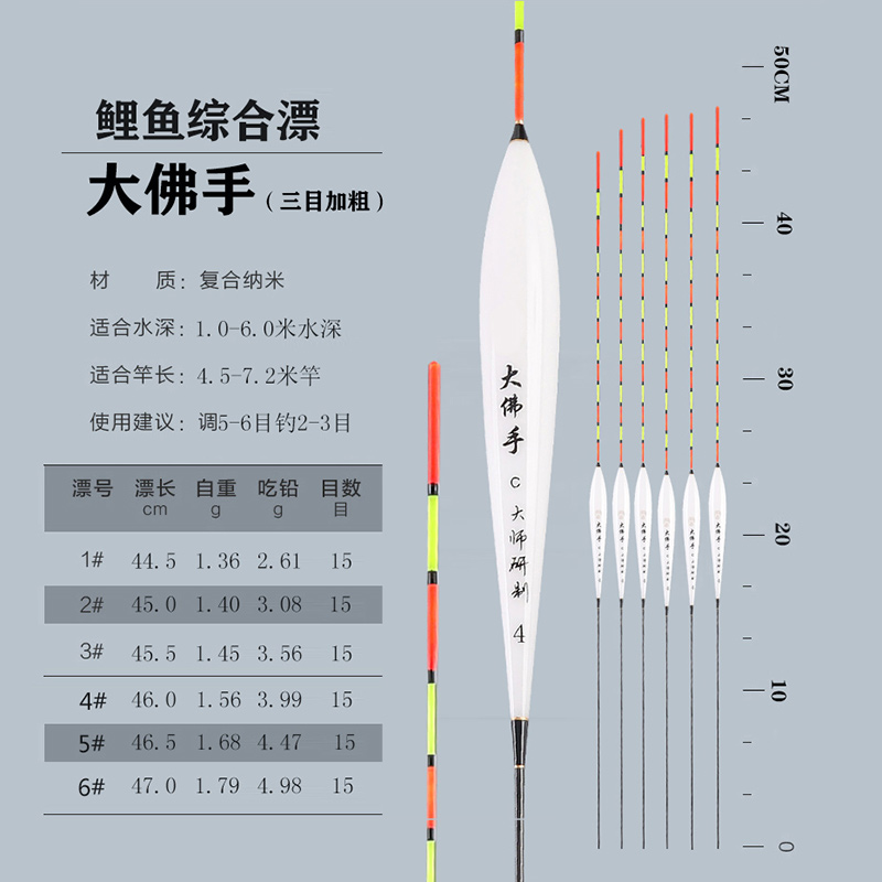 佛手套装鱼漂纳米浮漂高灵敏防风浪抗走水加粗醒目鲫鱼漂鲤鱼漂