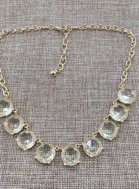 3欧美原单时尚潮流气质百搭精美奢华简约个性镀金饰品镶嵌项链