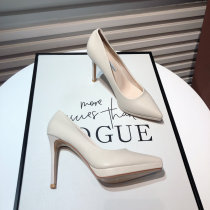 Hong Kong ultra high heels 2023 spring new French style sexy pointy waterproof bench fine with shallow mouth female single shoe tide