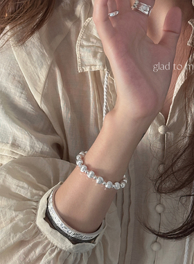 足银999猫眼百搭叠戴银珠手链