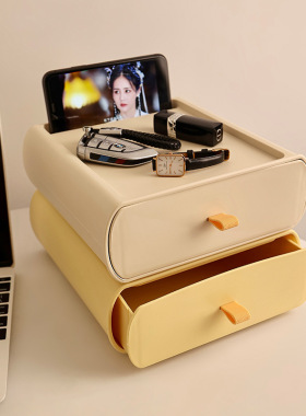 家居奶油风入户玄关收纳盒摆件客厅家居装饰抽屉桌面收纳箱样板房