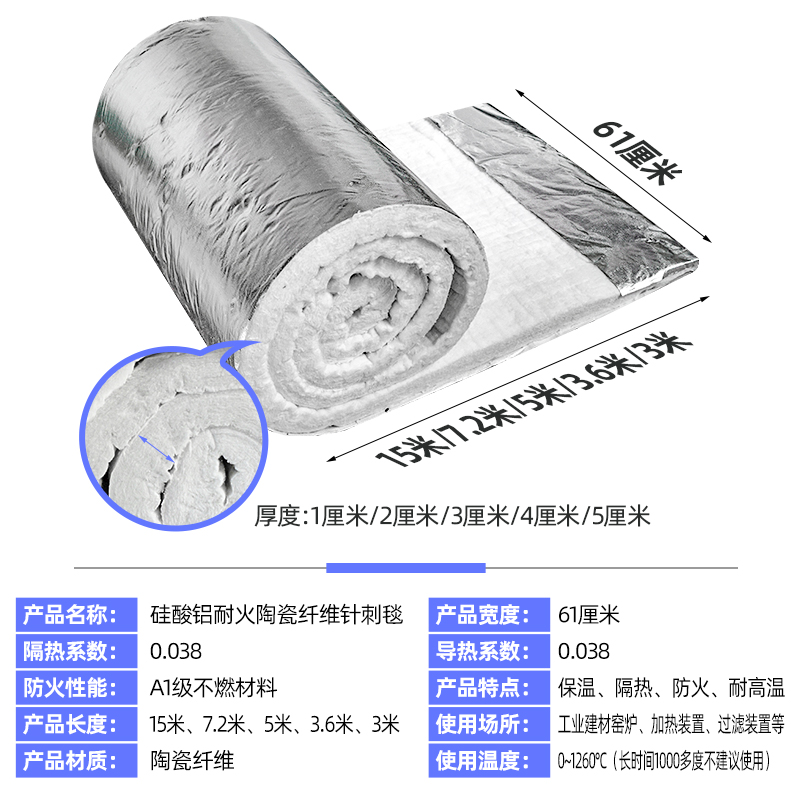 隔热棉耐高温防火锅炉蒸汽管道硅酸铝陶瓷纤维针刺毯耐火保温材料-图2