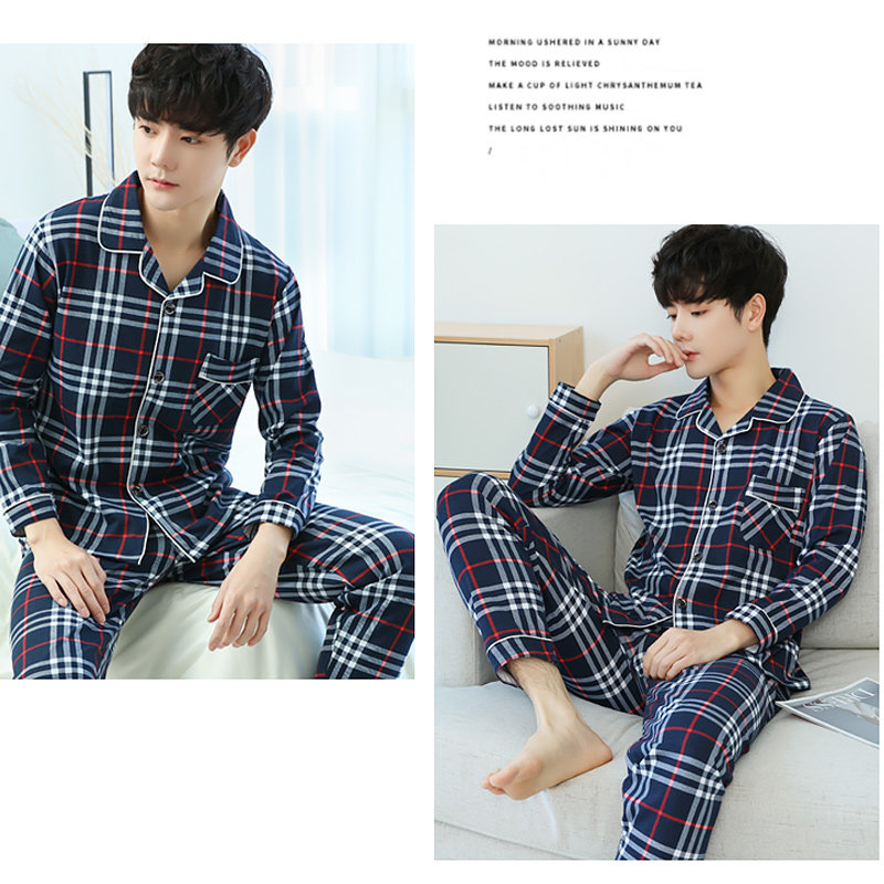 南极人男士纯棉春秋季长袖长裤睡衣 南极人帝雅睡衣/家居服套装