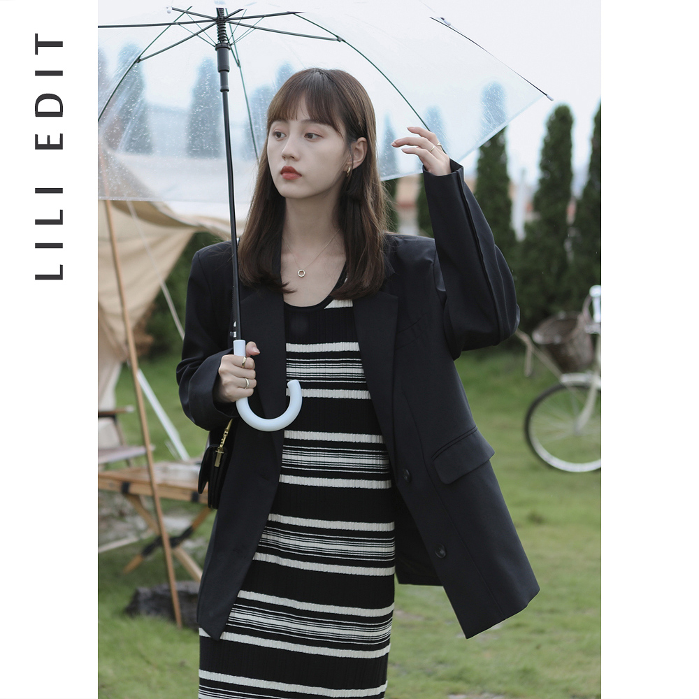 LILIEDIT/西装外套女设计感小众2021春季新款休闲裤两件套 - 图2