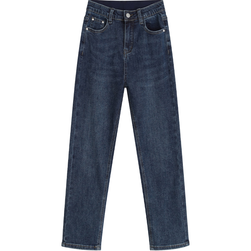 LILIEDIT/高腰直筒牛仔裤女2024年春季新款宽松设计感修身长裤子 - 图3