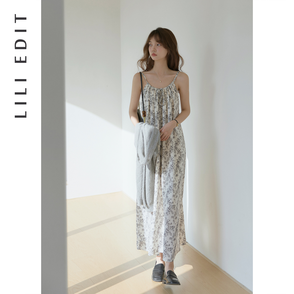 LILI EDIT/温柔质感碎花雪纺可调节吊带裙女夏季宽松垂坠感连衣裙 - 图1