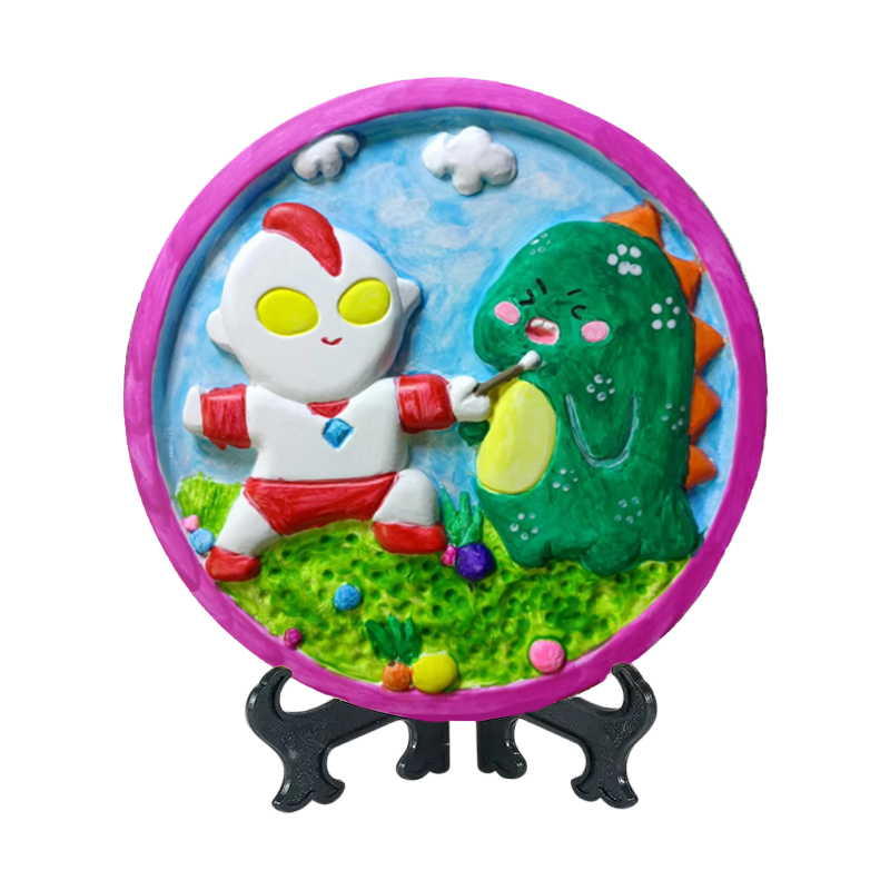 浮雕画石膏娃娃白胚涂色儿童彩绘立体石膏画圆盘diy涂鸦绘画摆件,淘宝优惠券,粉丝福利购,淘宝优惠卷