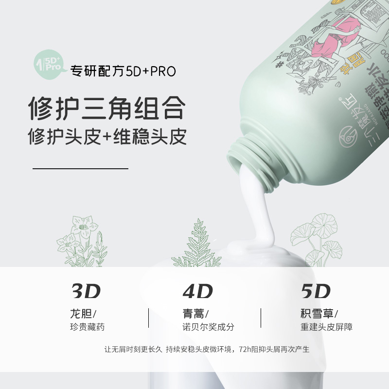 三个魔发匠旗舰店三个魔发匠520去屑驱螨洗发水控油蓬松止痒洗发膏正品品牌除0