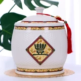 Церамический рисовый резервуар Jingdezhen с крышкой с крышкой масла и бака с водой Домохозяйственные рисовые ящики для герметизации насекомого прилив 10 кг.