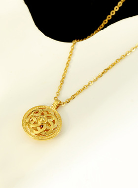 欧伊尼S925纯银项链小众时尚车花太阳吊坠女高级感轻奢锁骨链