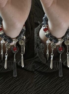 新中式月夕 民族风复古古风清冷感暗黑神秘感小众重工手串手饰