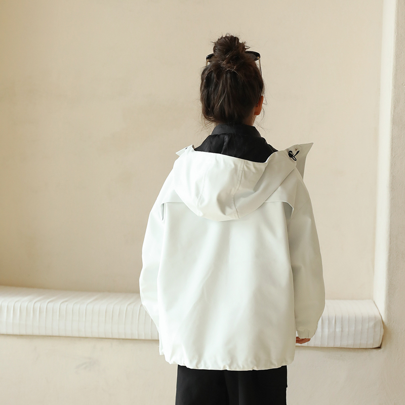 2025新款秋冬米白色外套两件套儿童时尚防风保暖女童休闲夹克百搭 - 图1