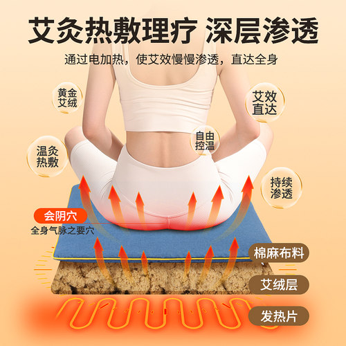 艾绒坐垫电加热艾草电热毯艾叶艾灸热敷毯艾蒿坐灸垫臀部坐灸养生 - 图0