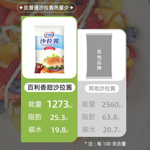 百利沙拉酱香甜味水果蔬菜寿司汉堡面包色拉酱大包装700g商用批发 - 图0