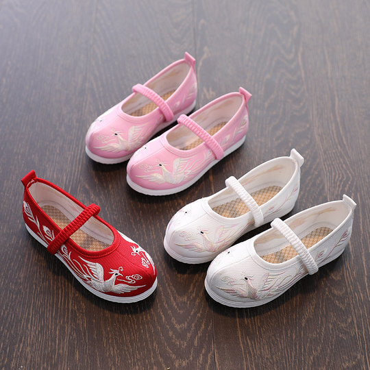 Детская вышитая обувь, тканевая обувь для девочек и бархатная обувь Hanfu.