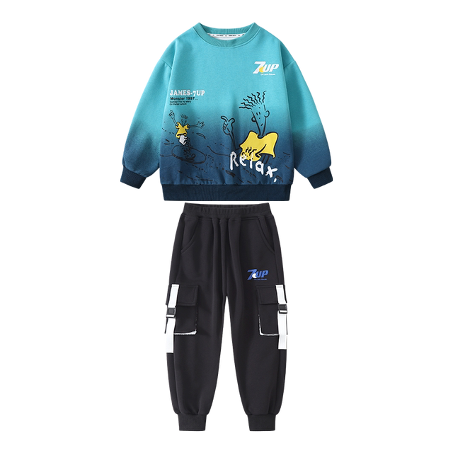 Two-piece set of handsome thickened autumn and winter clothes fashionable