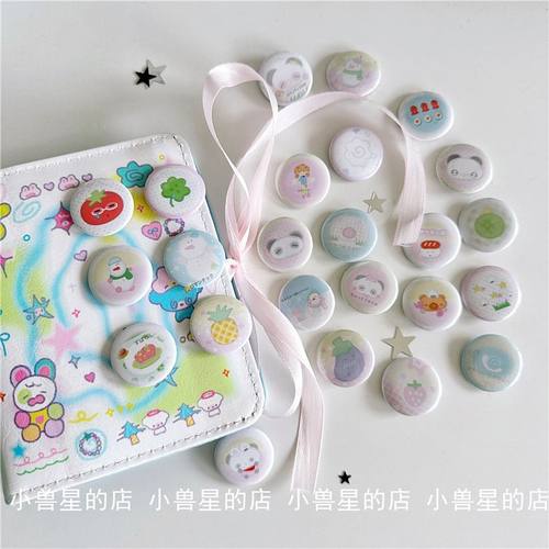 原创古早25mm迷你吧唧番茄雪人可爱卡通胸针手账diy装饰徽章 别针 - 图0