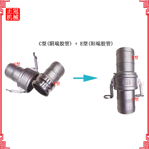 钢丝软管快速接头C型阴端插管304不锈钢快插头扳把式母头阳端公头 - 图0